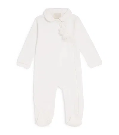 Story Loris Babies' Cotton Flower-detail All-in-one In White