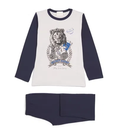 Story Loris Kids' Printed Pyjama Set In Blue