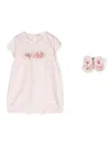Story Loris Rose-appliqué Romper Set In Pink