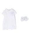 Story Loris Rose-appliqué Romper Set In White
