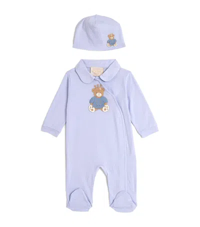 Story Loris Kids' Royal Bear All-in-one And Hat Set In Blue