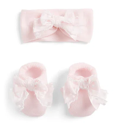 Story Loris Kids' Tulle Bow Socks In Pink
