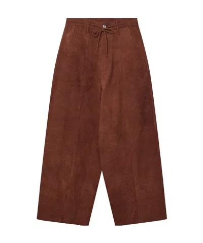 Story Mfg. Belt-loop Casual Pants In Brown