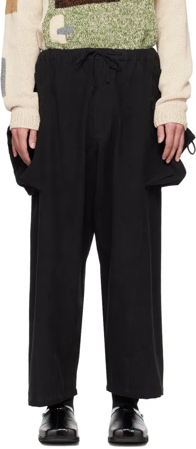 Story Mfg. Black Salt Cargo Pants In Black Slub