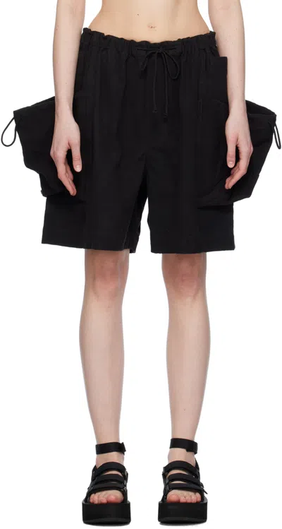 Story Mfg. Black Salt Shorts In Black Slub