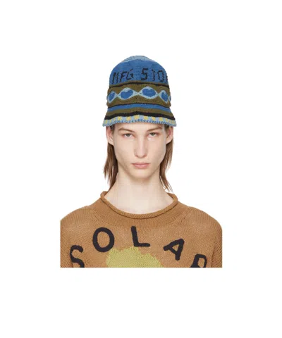 Story Mfg. Brew Crochet-knit Bucket Hat In Indigo Heart
