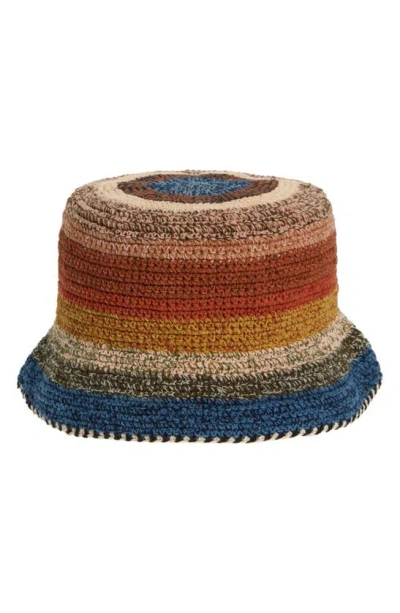 Story Mfg. Brew Organic Cotton Crochet Bucket Hat In Multi