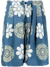 Story Mfg. Bridge Wide-leg Printed Organic Cotton-poplin Drawstring Shorts