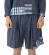 Story Mfg. Bridge Shorts Indigo Picnic Handloom In Blue