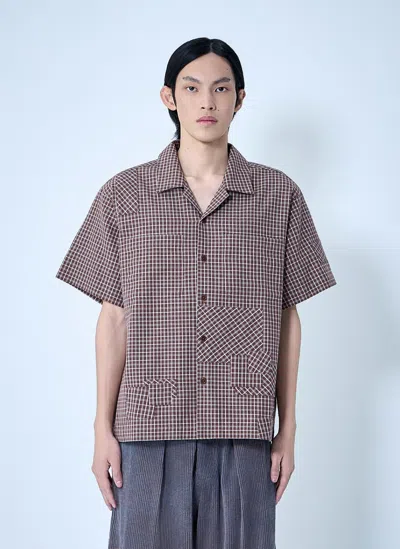 Story Mfg. Checkered Short Sleeve Shirt In Brown