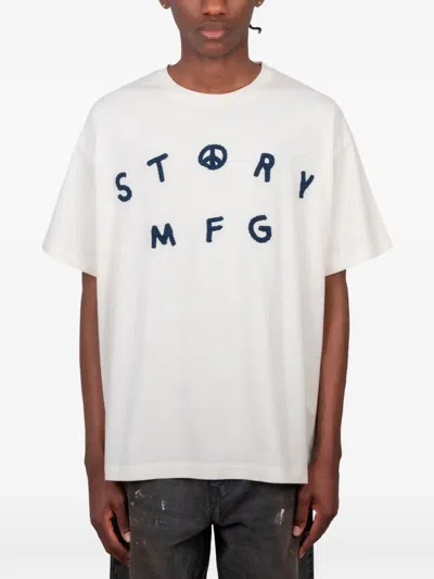 Story Mfg. Crochet-patch T-shirt In Neutral
