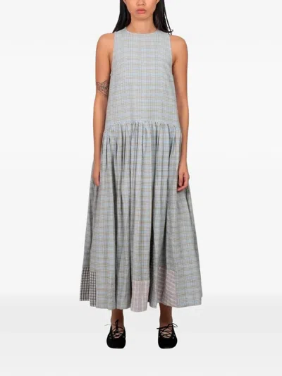 Story Mfg. Echo Checked Maxi Dress In Blue
