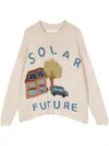 Story Mfg. Story Mfg Ecru Organic Cotton Sweater With Crochet Detailing In Multi
