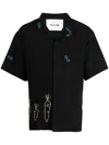 Story Mfg. Embroidered-motif Cotton-linen Blend Shirt In Black