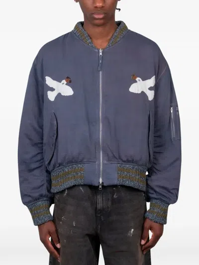 Story Mfg. Embroidered Reversible Bomber Jacket In Blue