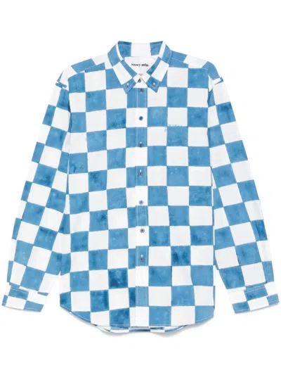 STORY MFG. FRONT BUTTON CASUAL SHIRT WITH CHECKERED PATTERN
