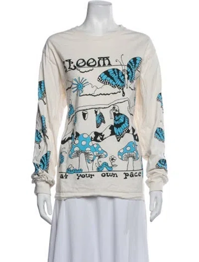 Pre-owned Story Mfg. Graphic Print Crew Neck Top In Neutrals