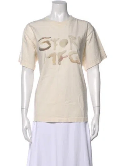 Pre-owned Story Mfg. Graphic Print Crew Neck T-shirt In Neutral