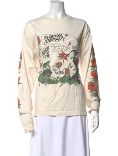 Pre-owned Story Mfg. Graphic Print Crew Neck T-shirt In Neutrals