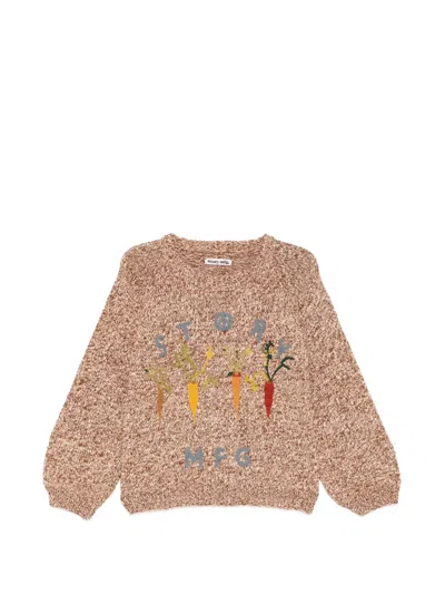 Story Mfg. Graphic-patched Round Neck Jumper In Brown