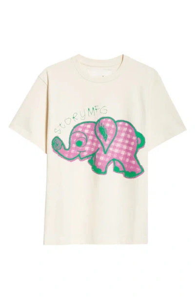 Story Mfg. Grateful Elephant Organic Cotton Graphic T-shirt In Ecru Ele