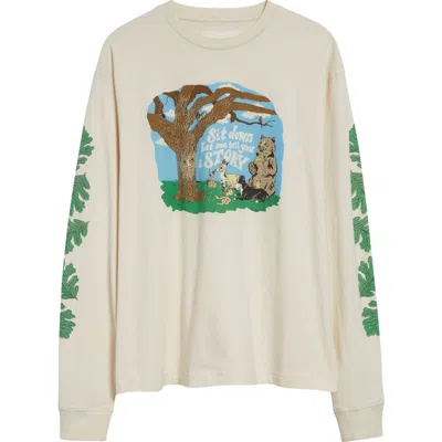 Story Mfg. Grateful Long Sleeve Organic Cotton Graphic T-shirt In Neutral