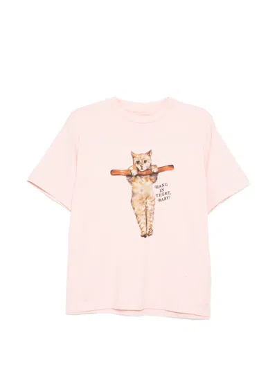 Story Mfg. Printed Cotton-jersey T-shirt In Pink