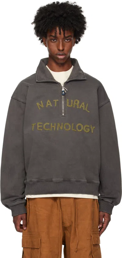 Story Mfg. Ens Charcoal Geo Text-embroidery Relaxed-fit Organic-cotton Sweatshirt