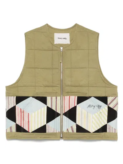 STORY MFG. GREEN SLEEVELESS ZIP VEST