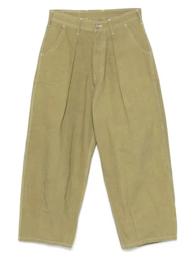 STORY MFG. GREEN WIDE FIT COTTON PANTS