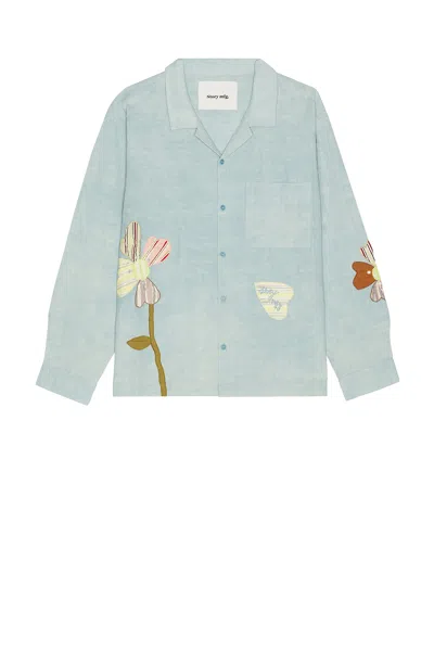 Story Mfg. Greetings Long Sleeve Shirt In Blue