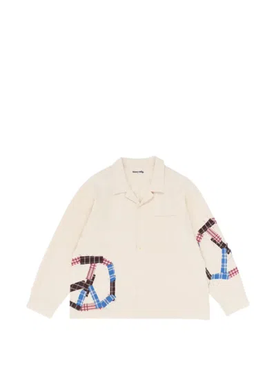 Story Mfg. Greetings Patchwork Long-sleeve Shirt In White
