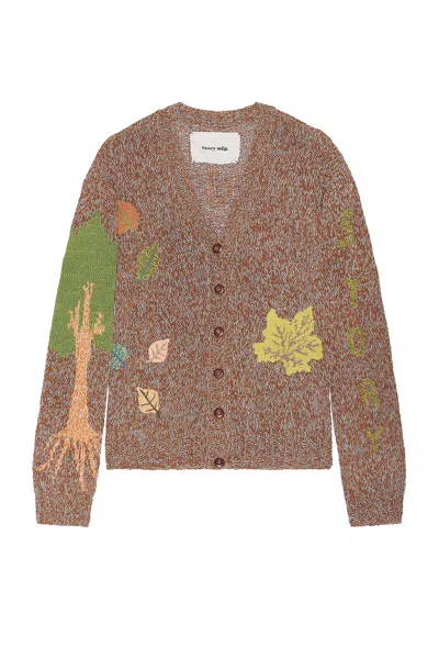 Story Mfg. Twinsun Crocheted Organic Cotton Cardigan In Brown