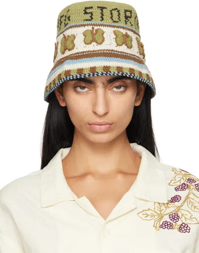 Story Mfg. Khaki Brew Bucket Hat In Olive Butterfly