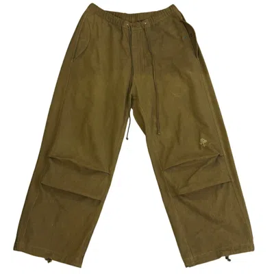 Pre-owned Story Mfg. . Khaki Paco Trousers Wideleg Slub Canvas Trousers