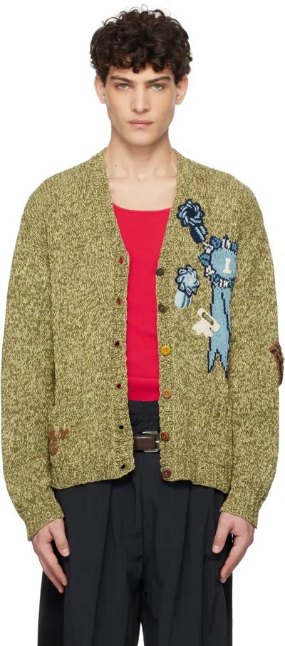 Story Mfg. Khaki Twinsun Cardigan In Olive Rosette