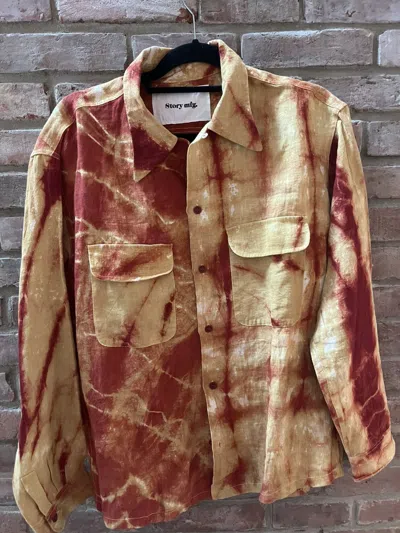 Pre-owned Story Mfg. Linen Over Shirt In Yellow