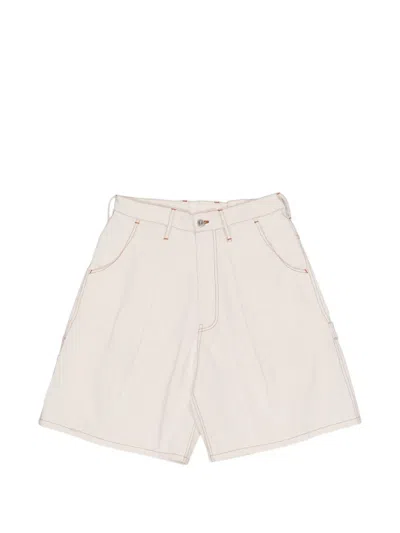 Story Mfg. Lush Carpenter Embroidered Shorts In Neutral