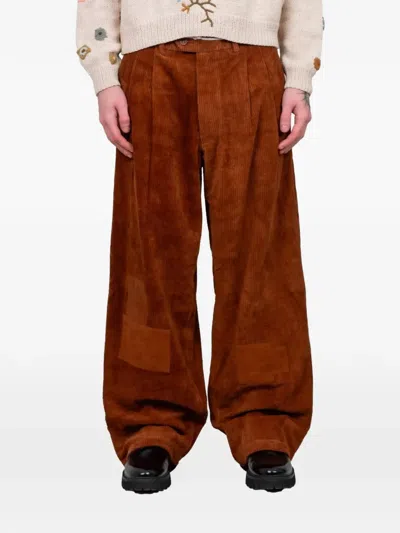 Story Mfg. Lush Corduroy Patch Trousers In Brown