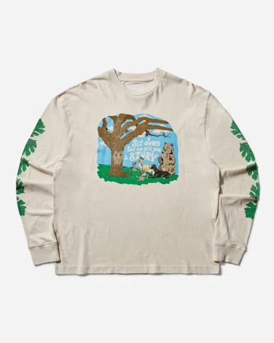 Story Mfg. Men S Grateful Longsleeve T-shirt Ecru In White