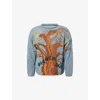 Story Mfg. Mens Branch Out Branch-out Long-sleeve Hand-knitted Jumper In Blue