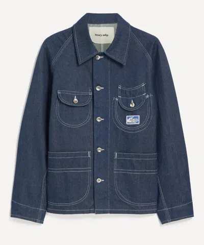 Story Mfg. Mens Circuit Dark Denim Wonky-wear Jacket In Blue