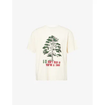 Story Mfg. Mens Ecru Young Tress Short-sleeve Cotton-jersey T-shirt In Neutral