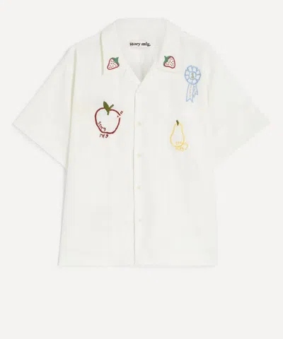 Story Mfg. Mens Embroidered Cotton Shirt In White