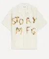 Story Mfg. Mens Ecru Greetings Relaxed-fit Cotton And Linen Shirt In Neutral