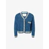 Story Mfg. Mens Indigo Bulb Cotton Knitted Cardigan In Blue