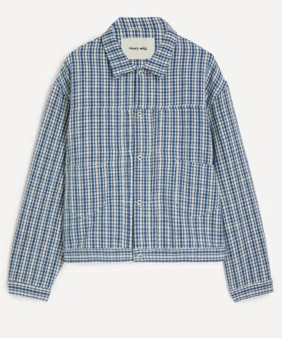 Story Mfg. Mens Sundae Indigo Wobbly Waffle Jacket In Blue