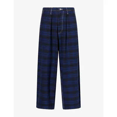 Story Mfg. Mfg Mens Lush Check Cotton Trousers Tree Hugging Xl