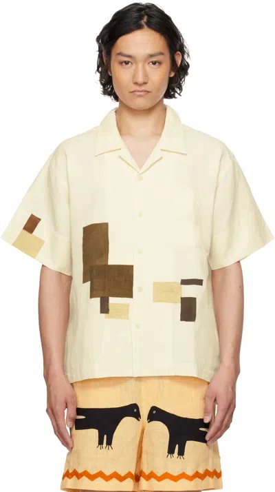 Story Mfg. Off-white Greetings Shirt In Ecru Block