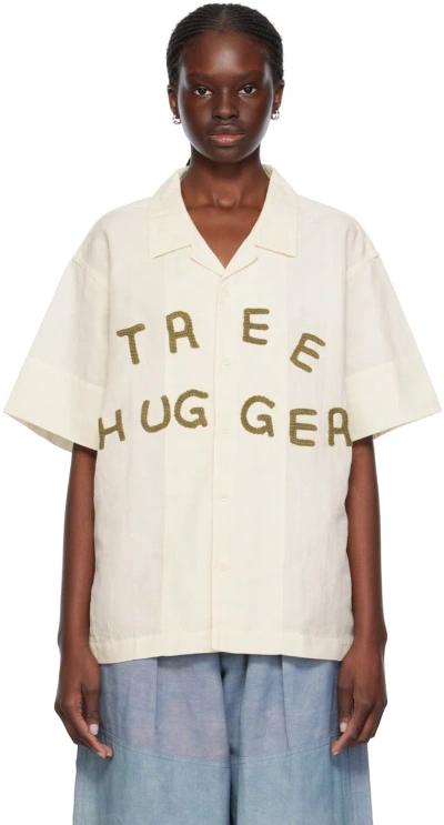 Story Mfg. Off-white Greetings Shirt In Ecru Tree Hugger